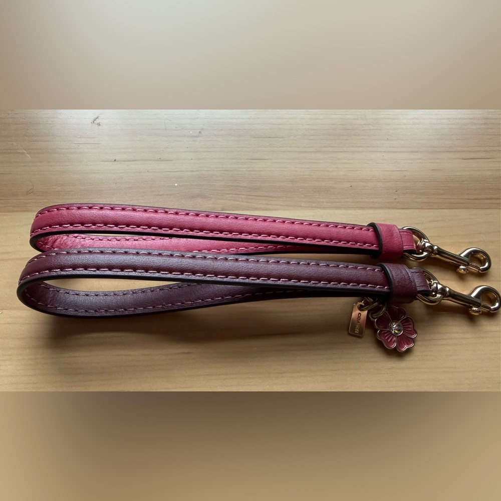 Coach Rose Pink and Chocolate Brown Leather Straps for Wristlet